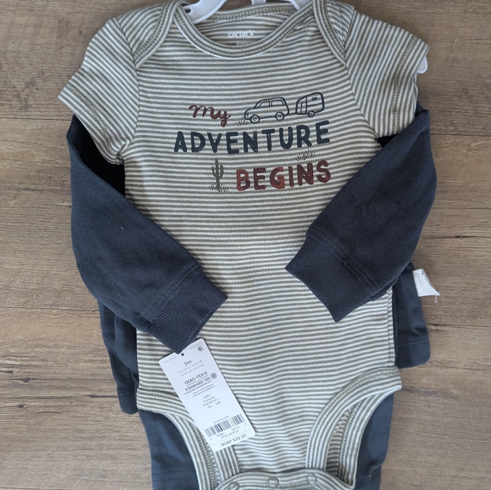 My Adventure Begins Striped Kids One Piece